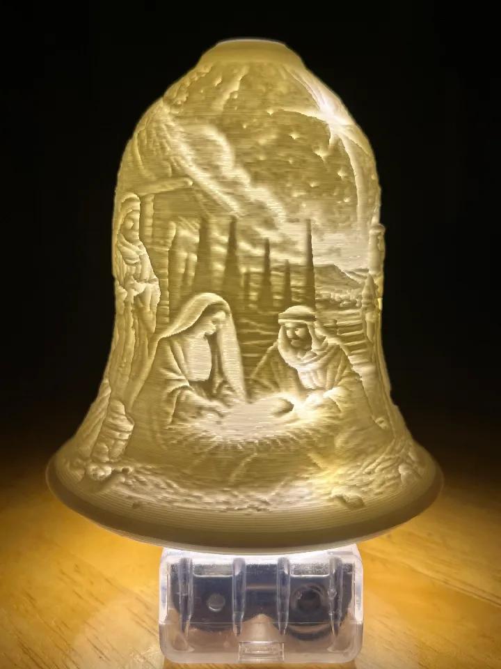 Nativity Lithophane Bell Ornament