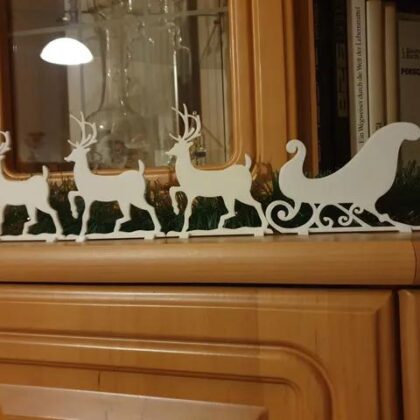 Santa Sleigh & Reindeer Christmas Decoration