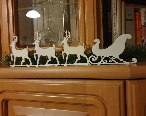 Santa Sleigh & Reindeer Christmas Decoration