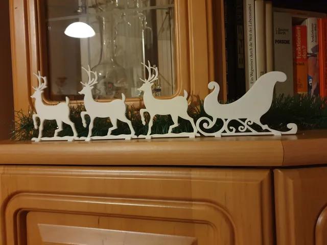 Santa Sleigh & Reindeer Christmas Decoration