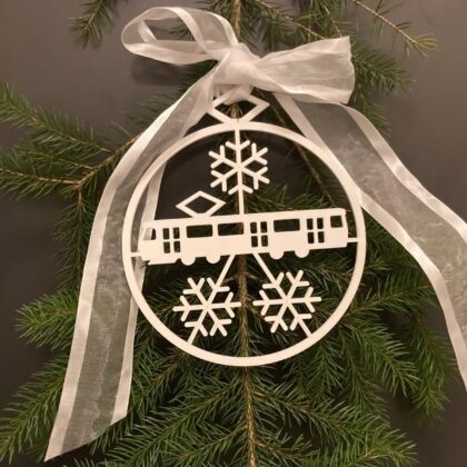 Snowflake Train Christmas Ornament 7 (BioPlastic)