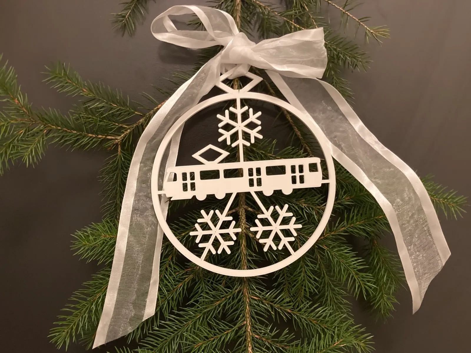 Snowflake Train Christmas Ornament 7 (BioPlastic)