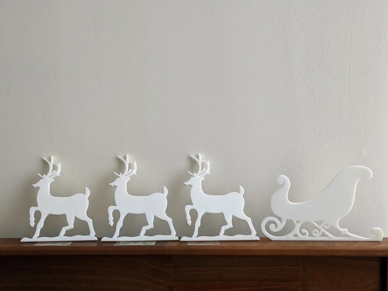 Santa Sleigh & Reindeer Christmas Decoration - Afbeelding 3