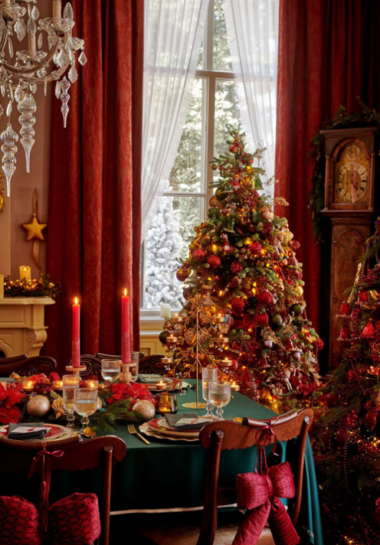 Waan je in een sprookjes bibliotheek, waar klassieke kerstverhalen tot leven komen. Een nostalgische sfeer door de rood, groen en gouden tinten. Een warm en magisch kerstthema vol traditie, herinneringen en kerstbelevingen.
